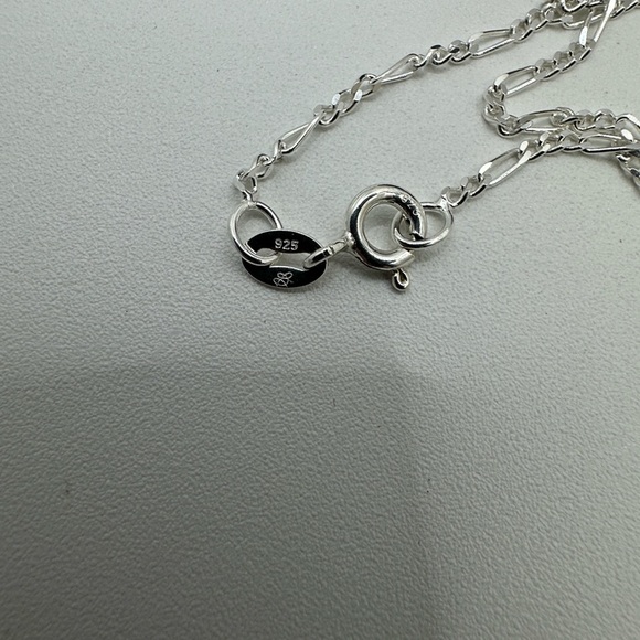 Red Amethyst Silver Plated Crescent Moon Pendant Necklace on Figaro Chain - Picture 11 of 11